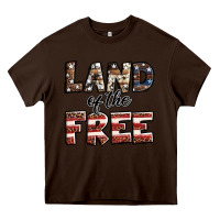 Chocolate Brown Land of the free America western pattern Heavy Core Tee - Jasminsmagicworld