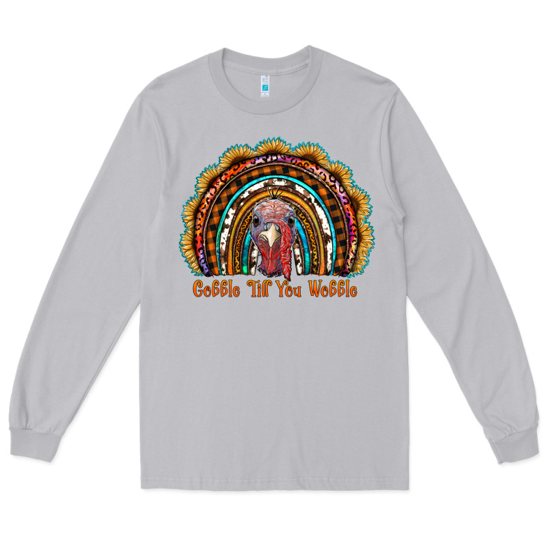 Gobble Till You Wobble Thanksgiving Rainbow Long Sleeve Tee by RanaPortraitStore | Teevron