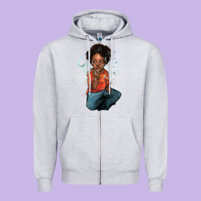 Afro Black Boy Zipper Hoodie Designed By Howdyjamesfarm