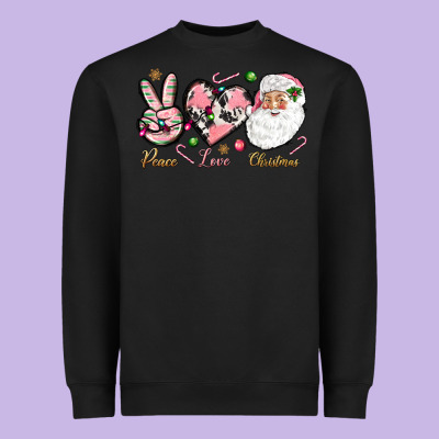 Peace Love Pink Christmas Heavyweight Sweatshirt Designed By Nancycooperartshop