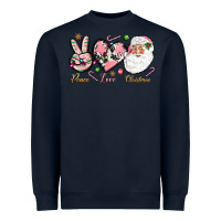 Navy Peace love pink Christmas Heavyweight Sweatshirt - NancyCooperArtShop
