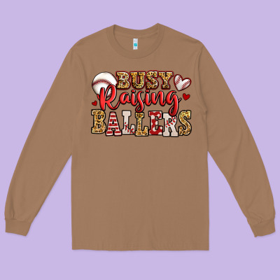 Busy Raising Ballers Baseball Long Sleeve Tee Designed By Jasminsmagicworld