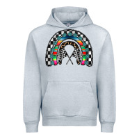 Heather Grey Racing Rainbow Urban Hoodie - CowhideDigitalArt