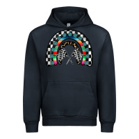 Navy Racing Rainbow Urban Hoodie - CowhideDigitalArt