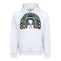 White Racing Rainbow Urban Hoodie - CowhideDigitalArt