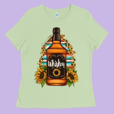 Whiskey Bottle Ladies Tee Designed By Jasminsmagicworld