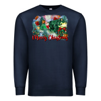 Navy merry christmas santa polar express Premium Sweatshirt - FaDigitalArtStudio