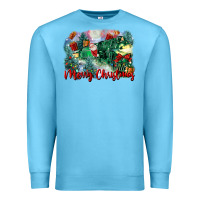 Ocean Blue merry christmas santa polar express Premium Sweatshirt - FaDigitalArtStudio