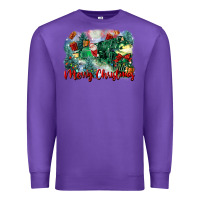 Purple merry christmas santa polar express Premium Sweatshirt - FaDigitalArtStudio