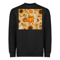 Black Fall Pumpkins and Sunflowers with Leopard Heavyweight Sweatshirt - texasbilliewilder