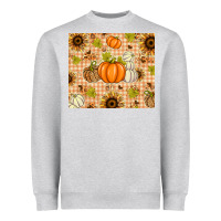 Heather Grey Fall Pumpkins and Sunflowers with Leopard Heavyweight Sweatshirt - texasbilliewilder