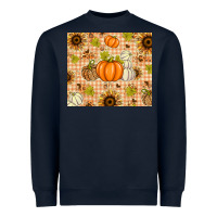 Navy Fall Pumpkins and Sunflowers with Leopard Heavyweight Sweatshirt - texasbilliewilder