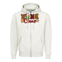 Oatmeal Heather Nana Claus Christmas Lights And Gifts mother's day Zipper Hoodie - HowdyJamesFarm