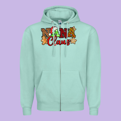 Nana Claus Christmas Lights And Gifts Mother's Day Zipper Hoodie Designed By Howdyjamesfarm