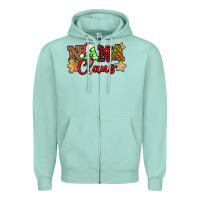 Seafoam Nana Claus Christmas Lights And Gifts mother's day Zipper Hoodie - HowdyJamesFarm