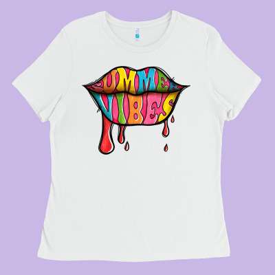 Summer Vibes Lips Ladies Tee Designed By Jasminsmagicworld