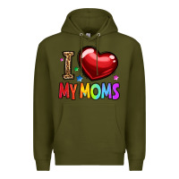 Army Green i love my moms Premium Hoodie - OliviaCreatesArt