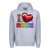 Heather Grey i love my moms Premium Hoodie - OliviaCreatesArt