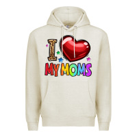 Oatmeal Heather i love my moms Premium Hoodie - OliviaCreatesArt