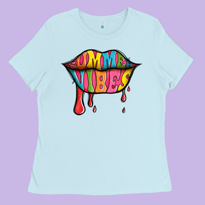 Summer Vibes Lips Ladies Tee Designed By Jasminsmagicworld