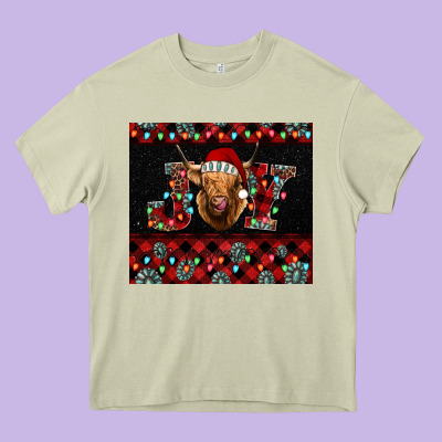 Highland Cow Joy Christmas Tumbler Heavy Core Tee Designed By Jasminsmagicworld
