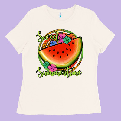 Sweet Summertime Watermelon Ladies Tee Designed By Jasminsmagicworld