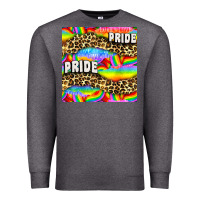 Charcoal Heather Pride lgbtq leopard with love and rainbow seamless Premium Sweatshirt - BundleAndBundleShop