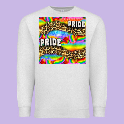 Pride Lgbtq Leopard With Love And Rainbow Seamless Premium Sweatshirt Designed By Bundleandbundleshop