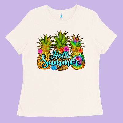 Hello Summer Pineapple Ladies Tee Designed By Jasminsmagicworld