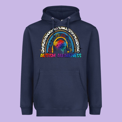 Autism Awareness Rainbow Heavyweight Hoodie Designed By Fadigitalartstudio