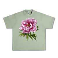 Oil Green Peony Flower Illustrations Urban Heavy Tee - LillyAllenDesigns