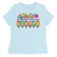 Baby Blue hello summer popsicles Ladies Tee - Jasminsmagicworld