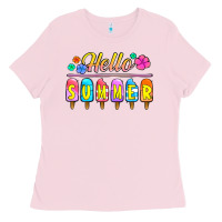 Bubblegum Pink hello summer popsicles Ladies Tee - Jasminsmagicworld