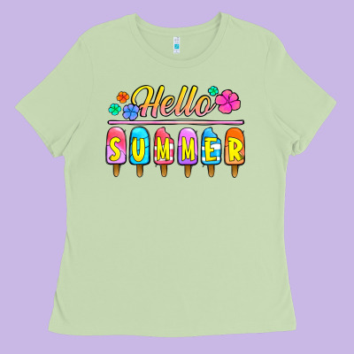 Hello Summer Popsicles Ladies Tee Designed By Jasminsmagicworld