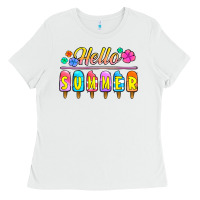 White hello summer popsicles Ladies Tee - Jasminsmagicworld