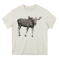 Cream Moose Buck Deer Heavy Core Tee - LillyAllenDesigns