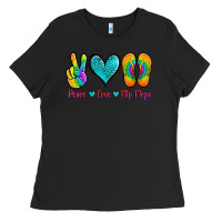 Black peace love flips flops Ladies Tee - Jasminsmagicworld