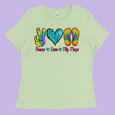 Peace Love Flips Flops Ladies Tee Designed By Jasminsmagicworld