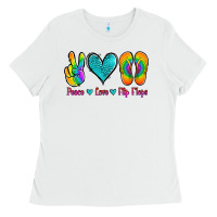 White peace love flips flops Ladies Tee - Jasminsmagicworld