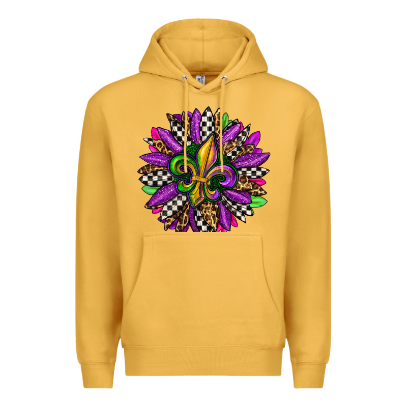 Mardi Gras Sunflower Premium Hoodie by OliviaCreatesArt | Teevron