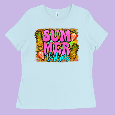 Summer Vibes Leopard Background Ladies Tee Designed By Jasminsmagicworld
