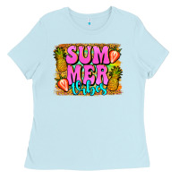 Baby Blue summer vibes leopard background Ladies Tee - Jasminsmagicworld