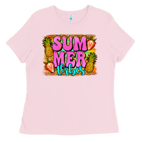Bubblegum Pink summer vibes leopard background Ladies Tee - Jasminsmagicworld