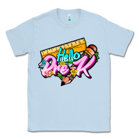 Dusty Blue hello pre k Classic Tee - JahusDesignShop