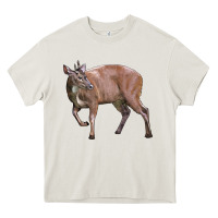 Cream Red Brocket Buck Deer Heavy Core Tee - LillyAllenDesigns