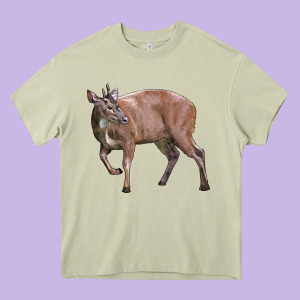 Red Brocket Buck Deer Heavy Core Tee Designed By Lillyallendesigns