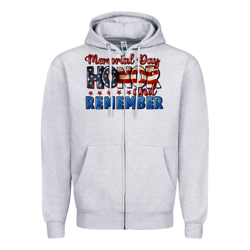 Memorial Day Honor And Remember 4th Of July Zipper Hoodie by CowGirlArtShop | Teevron