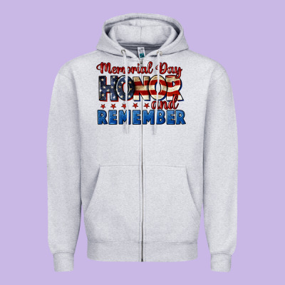 Memorial Day Honor And Remember 4th Of July Zipper Hoodie Designed By Cowgirlartshop