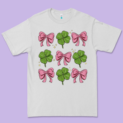 Coquette Bow Clover St. Patrick's Day Premium Tee Designed By Maliassmallbusiness