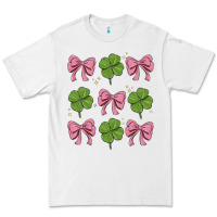 White coquette bow clover st. patrick's day Premium Tee - MaliasSmallBusiness
